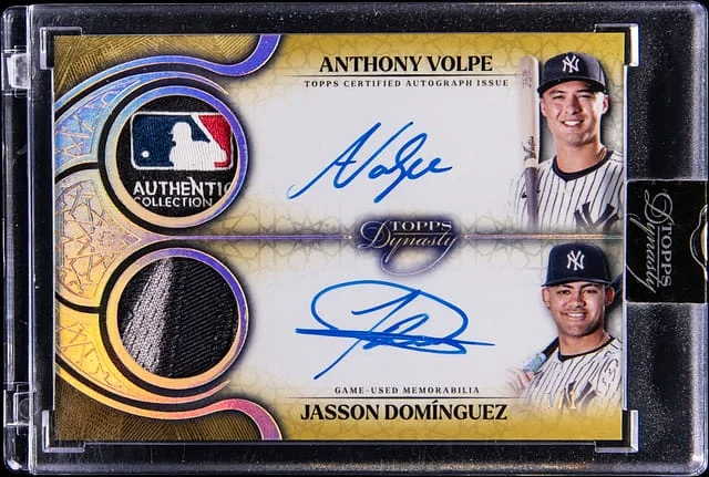 2025 Topps Dynasty Anthony Volpe/Jasson Dominguez Dual Autograph Patch #DAPC-VD card image
