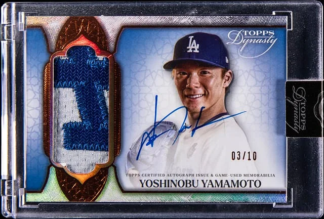 2025 Topps Dynasty Yoshinobu Yamamoto Autograph Patch #DAP-YY2 card image