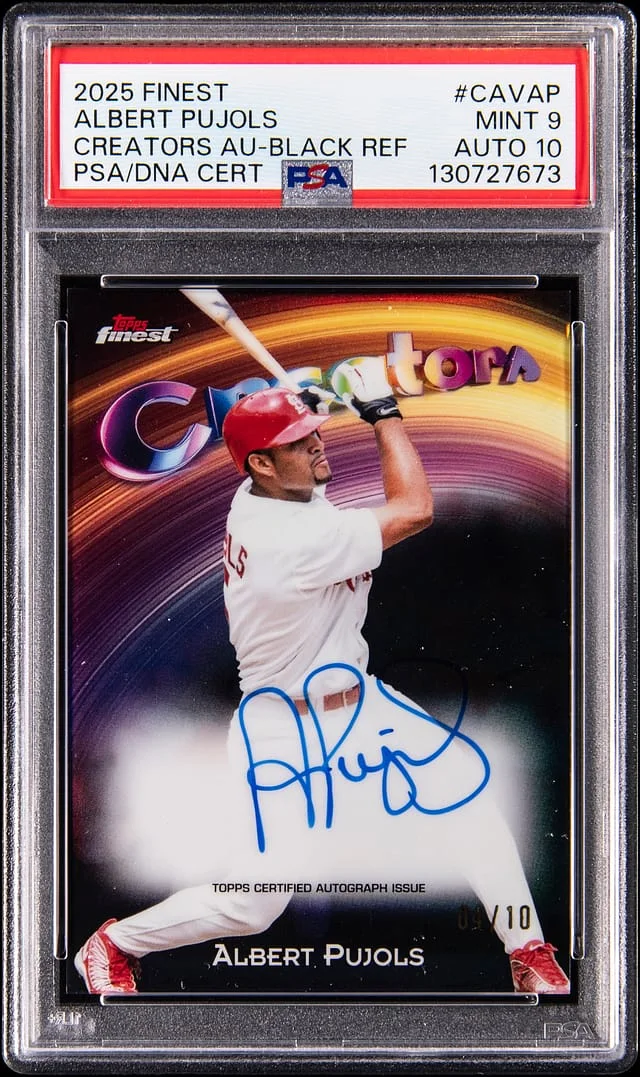 2025 Topps Finest Albert Pujols Creators Autographs Black Refractor #CAV-AP card image