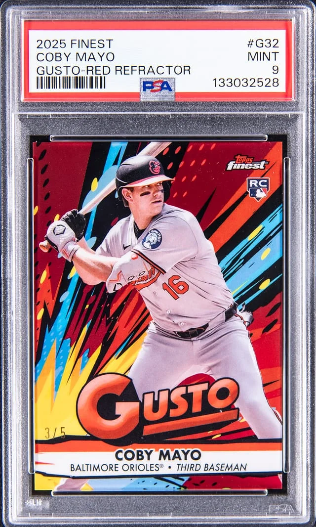 2025 Topps Finest Coby Mayo Gusto Red Refractor #G-32 card image