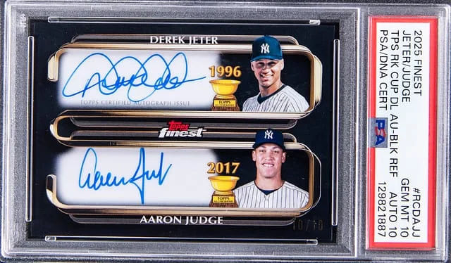 2025 Topps Finest Derek Jeter/Aaron Judge Topps Cup Dual Autographs Black Refractor #RCDA-JJ card image