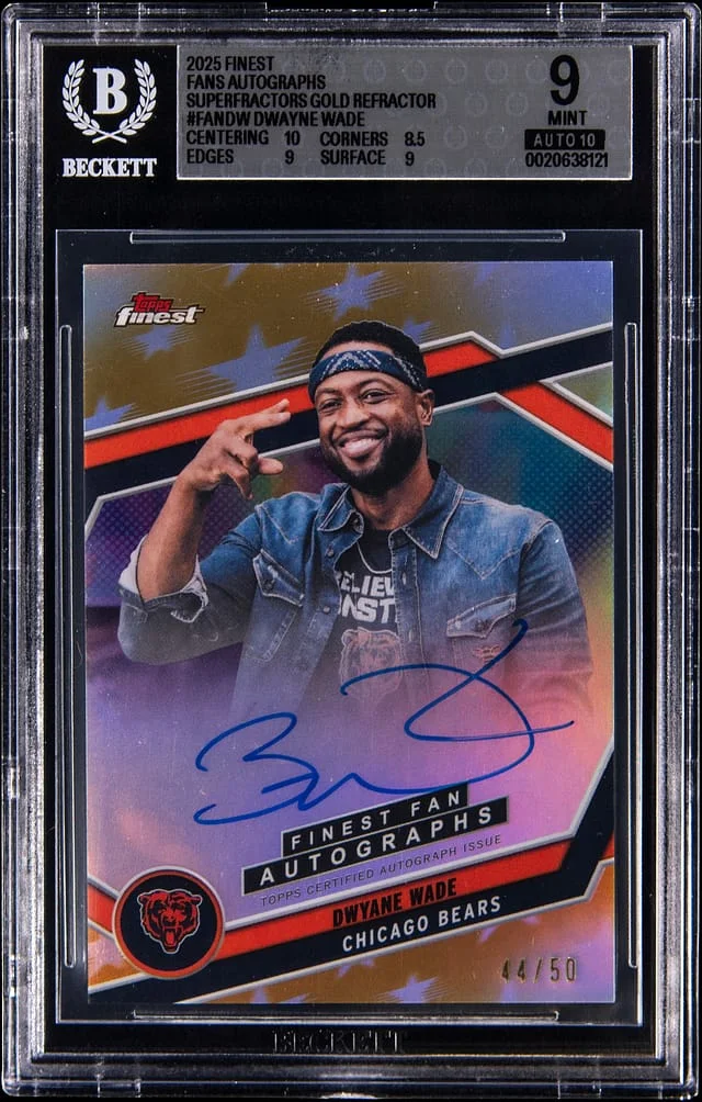 2025 Topps Finest Dwyane Wade Fans Autographs Gold Refractor #FAN-DW card image