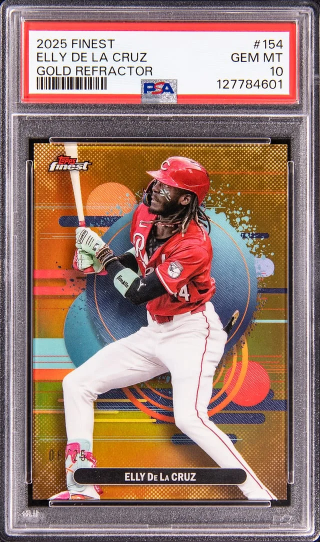 2025 Topps Finest Elly De La Cruz Gold Refractor #154 card image