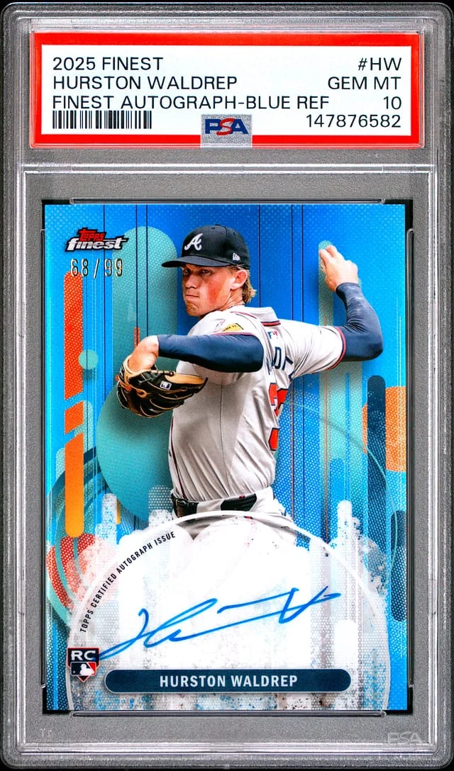 2025 Topps Finest Hurston Waldrep Autograph-Blue Refractor #FA-HW card image