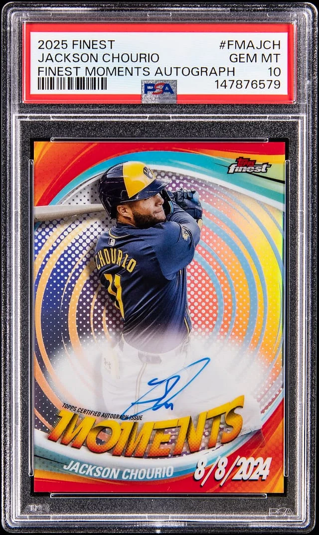 2025 Topps Finest Jackson Chourio Finest Moments Autograph #FMA-JCH card image