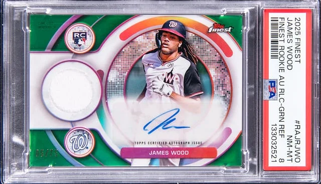 2025 Topps Finest James Wood Finest Autograph Relic Green Refractor #RAJR-JW0 card image