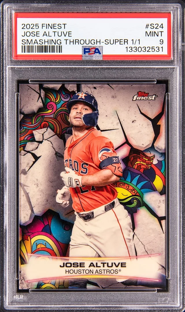 2025 Topps Finest Jose Altuve Smashing Through Superfractor #S-24 card image
