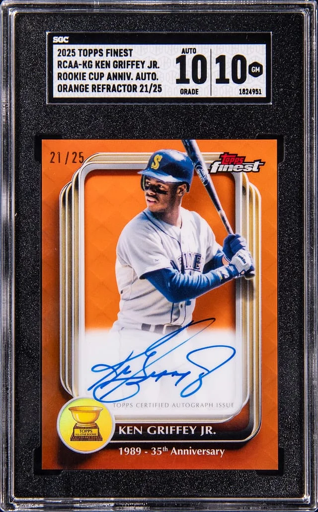 2025 Topps Finest Ken Griffey Jr. Cup Anniversary Autographs Orange Refractor #RCAA-KG card image