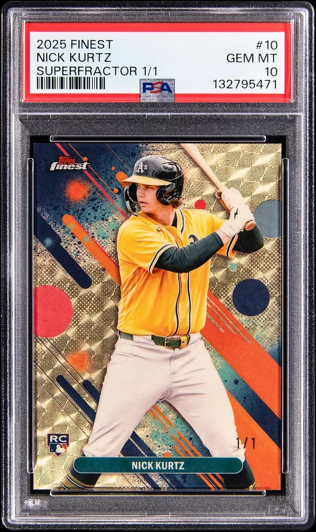 2025 Topps Finest Nick Kurtz SuperFractor #10 card image