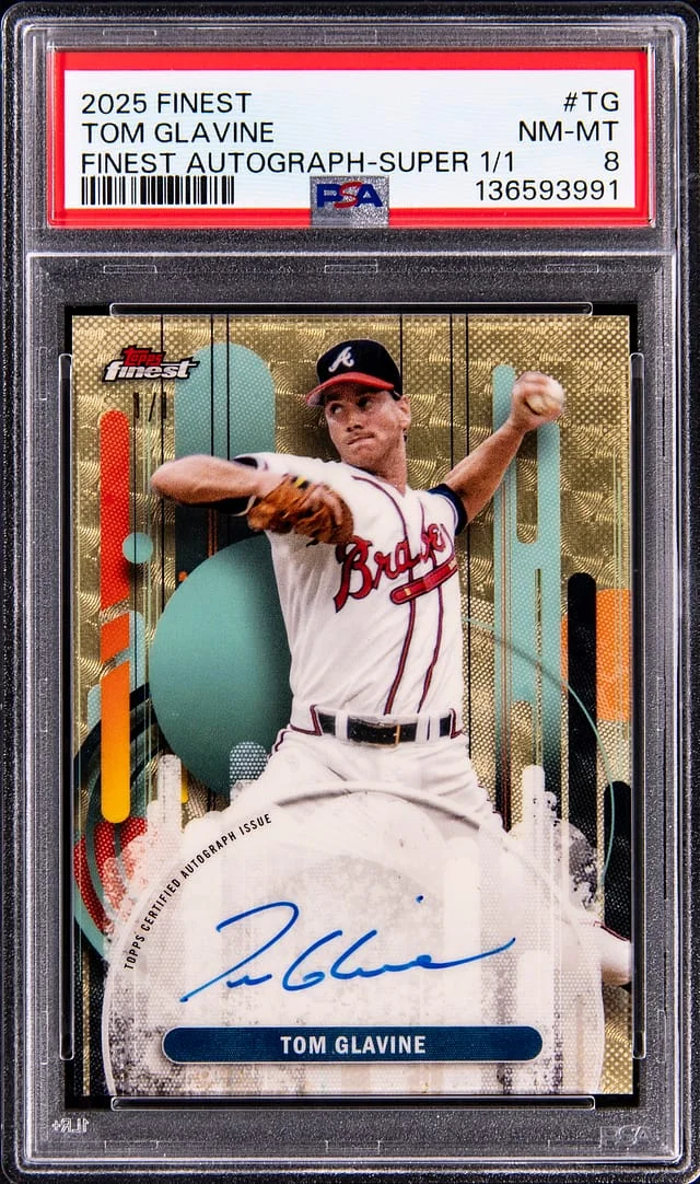 2025 Topps Finest Tom Glavine Autograph Superfractor #FA-TG card image