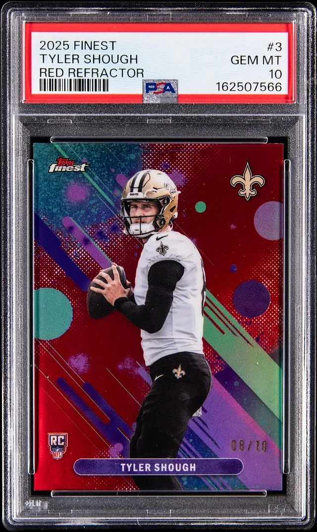 2025 Topps Finest Tyler Shough Red Refractor #3 card image