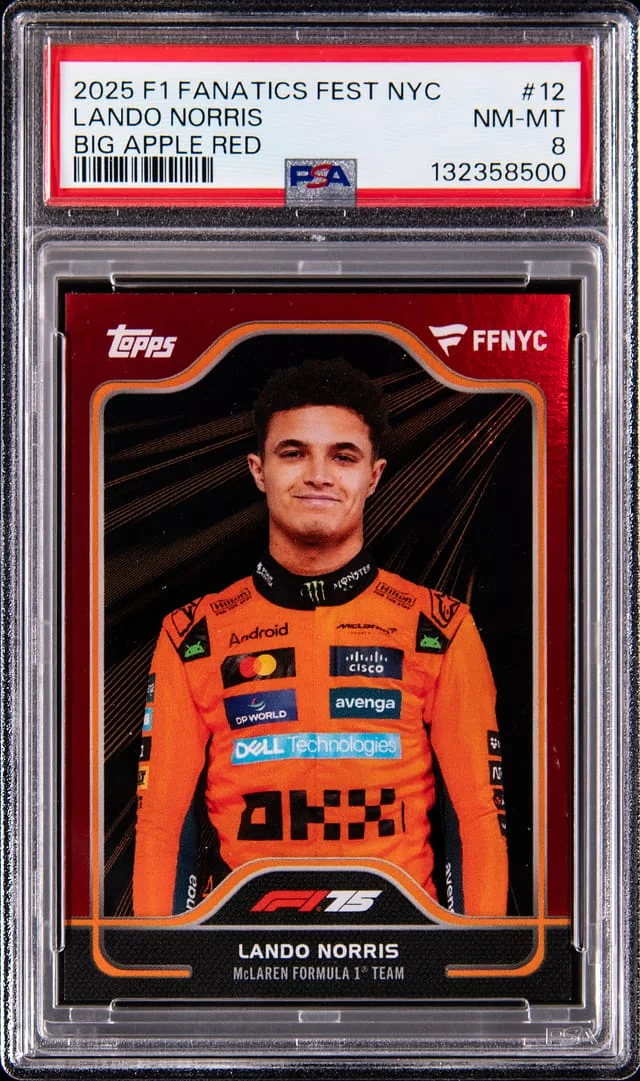 2025 Topps Formula 1 Lando Norris - Driver Number Fanatics Fest NYC Big Apple Red #12 card image