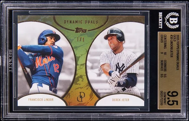 2025 Topps Francisco Lindor/Derek Jeter Dynamic Duals Gold #39 card image