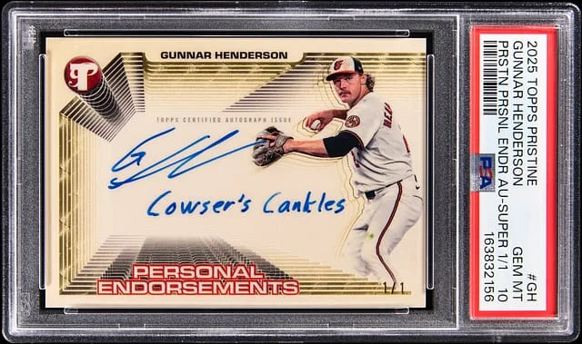 2025 Topps Gunnar Henderson Pristine Personal Endorsements Autographs SuperFractor #PPEA-GH card image