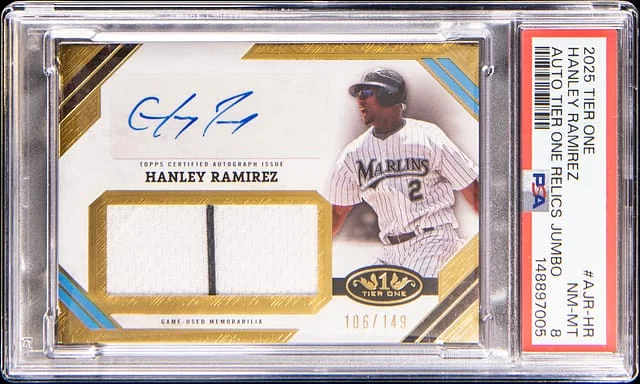 2025 Topps Hanley Ramirez Tier One Autograph Tier One Relics Jumbo #AJR-HR card image