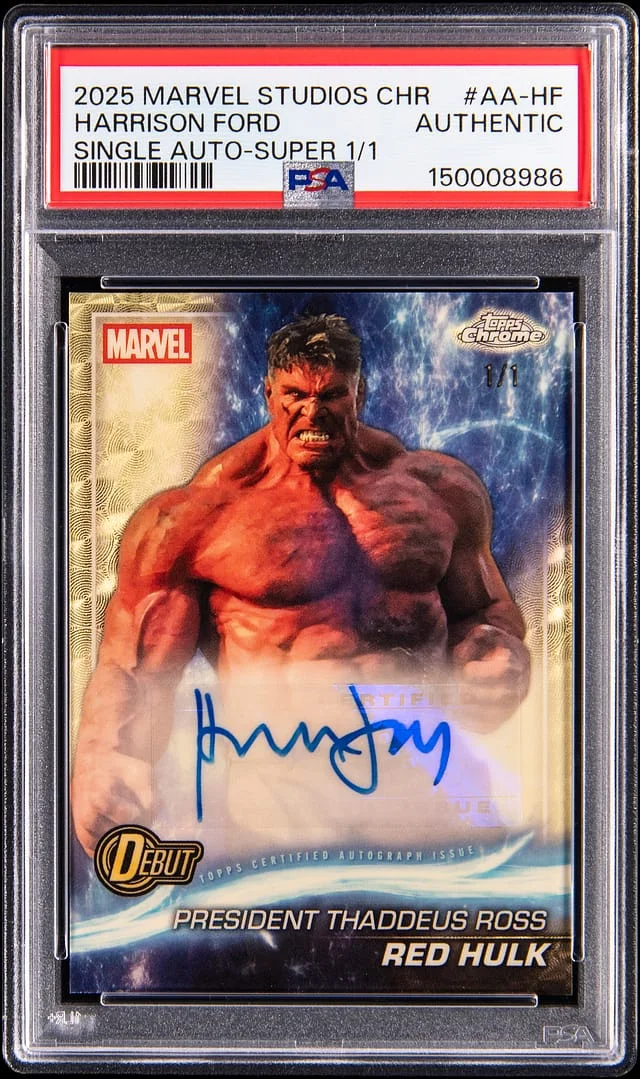 2025 Topps Harrison Ford as Red Hulk Marvel Studios Chrome Autographs SuperFractor #AA-HF card image