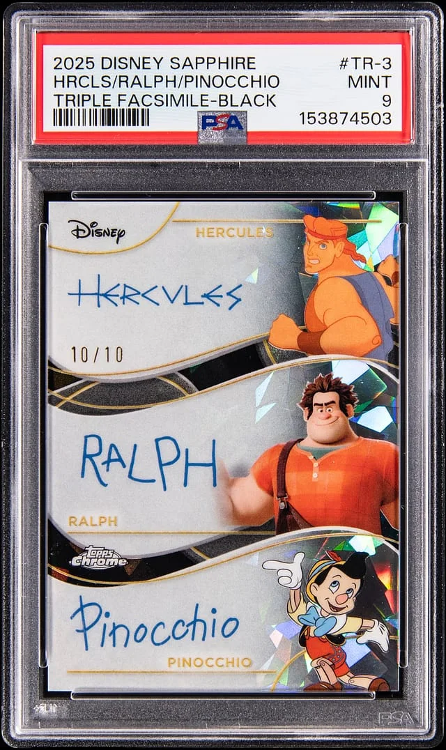 2025 Topps Hercules/Ralph/Pinocchio Disney Sapphire Triple Facsimile Black Sapphire #TR-3 card image