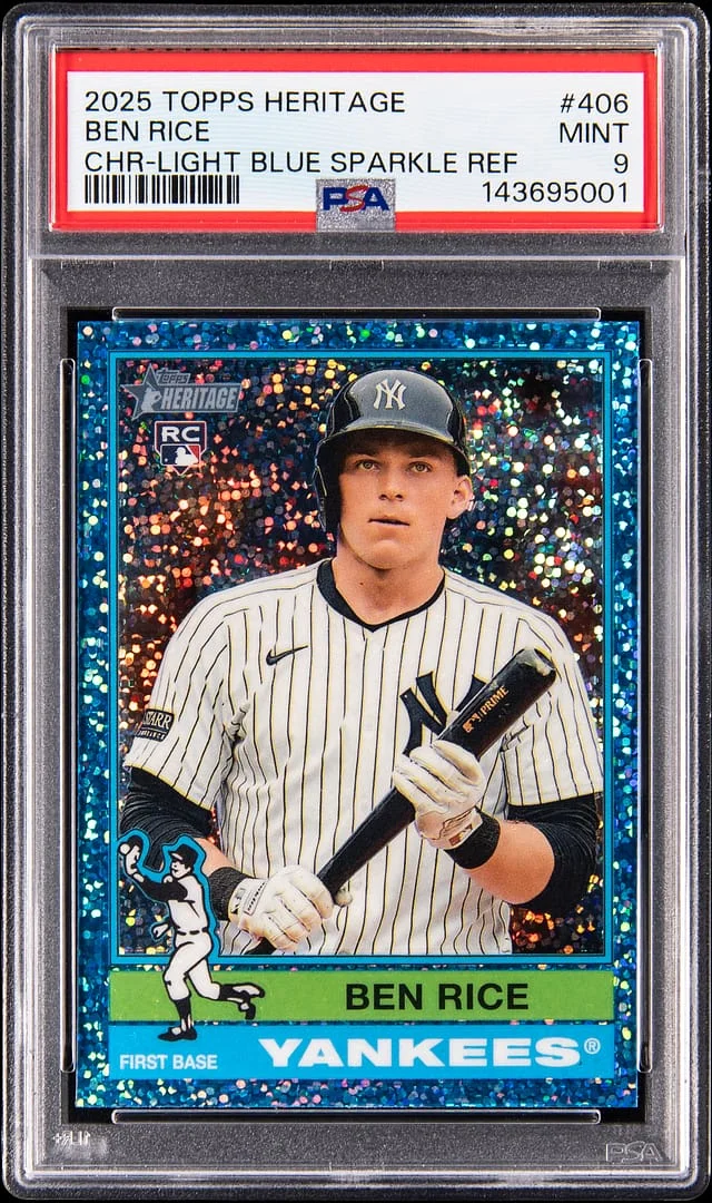 2025 Topps Heritage Ben Rice Light Blue Sparkle Refractor #406 card image