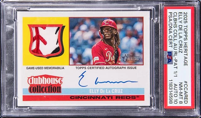 2025 Topps Heritage Elly De La Cruz Clubhouse Collection Autograph Relic Patch #CCAR-Ed card image