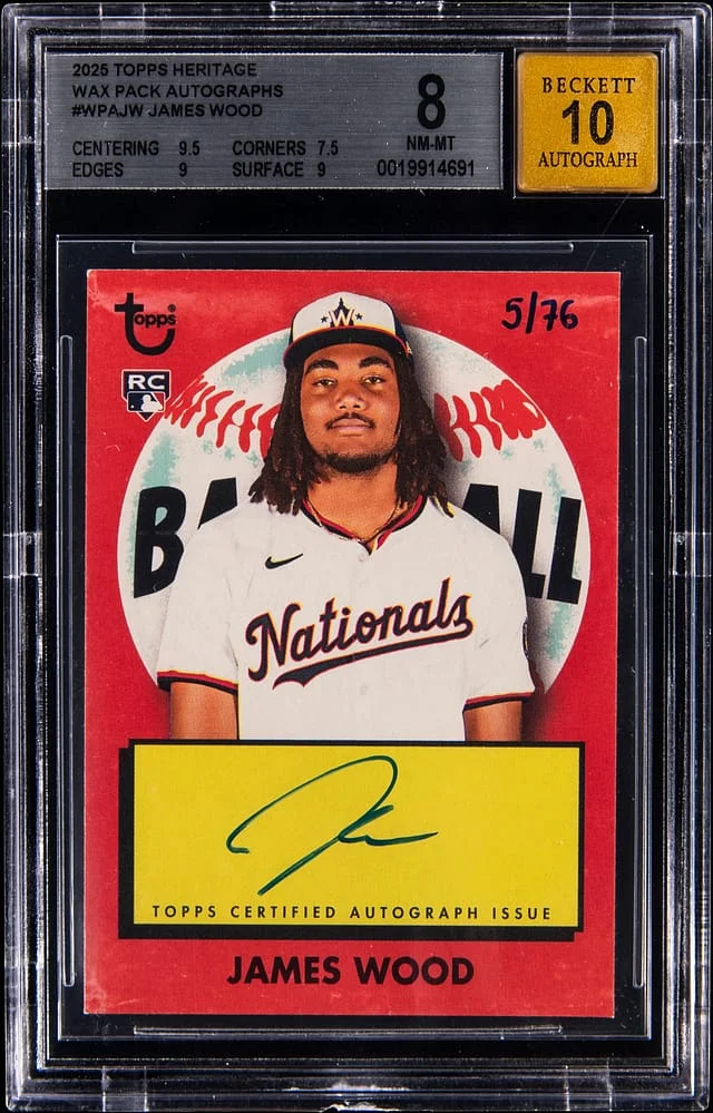 2025 Topps Heritage James Wood Wax Pack Autographs #WPA-JW card image