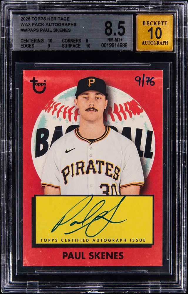 2025 Topps Heritage Paul Skenes Wax Pack Autographs #WPA-PS card image