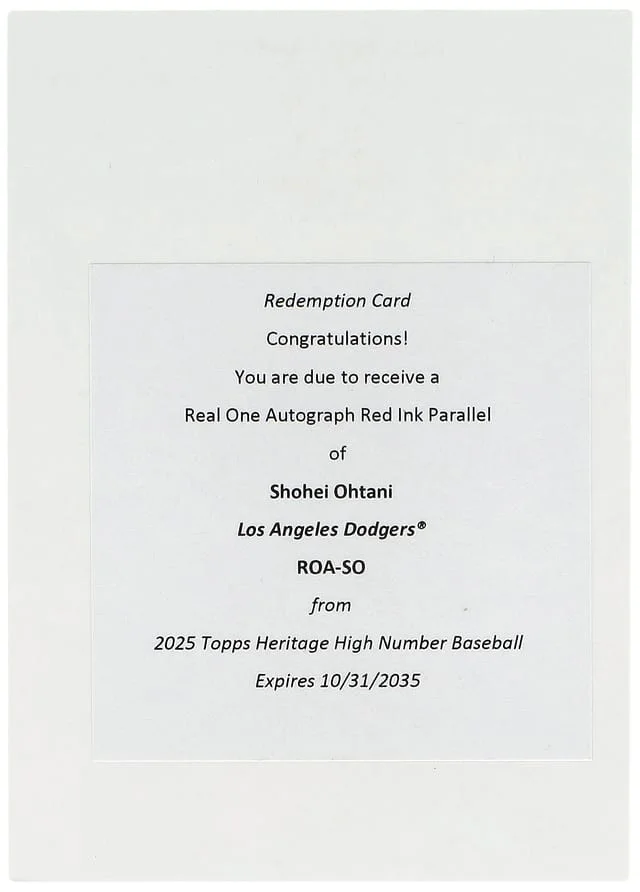 2025 Topps Heritage Shohei Ohtani Real One Autographs Red Ink #ROA-SO card image