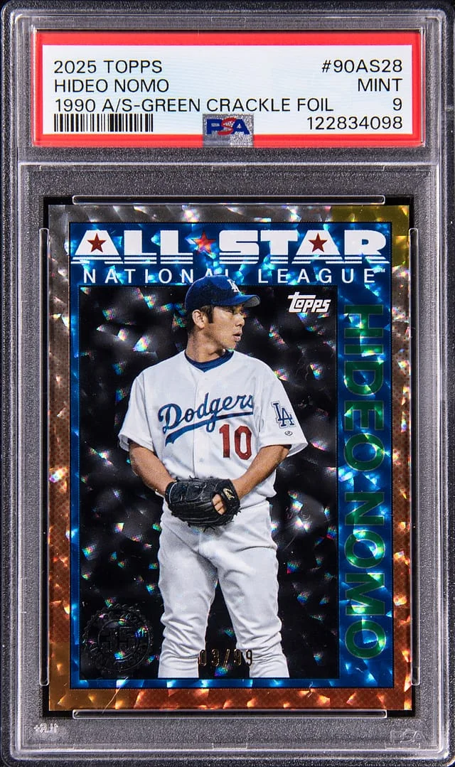 2025 Topps Hideo Nomo 1990 All-Star Green Crackle Foil #90AS-28 card image