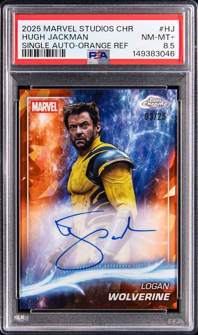 2025 Topps Hugh Jackman Marvel Studios Chrome Single Autograph Orange Refractor #AA-HJ card image