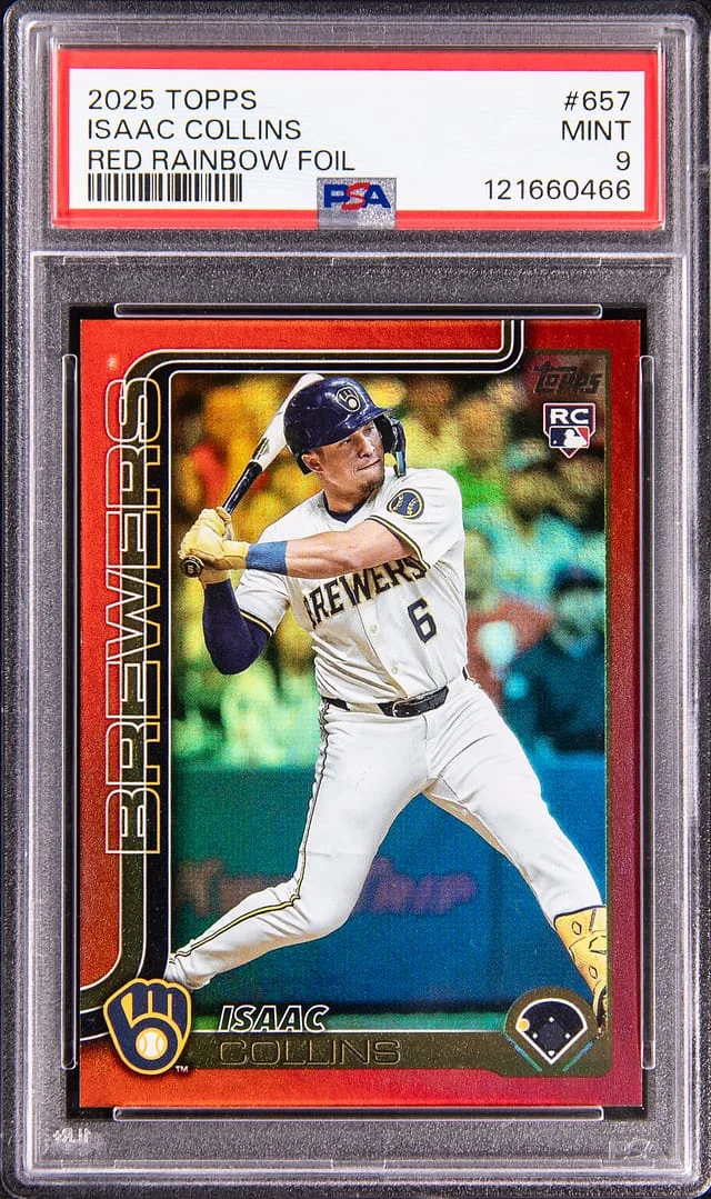 2025 Topps Isaac Collins Red Rainbow Foil #657 card image