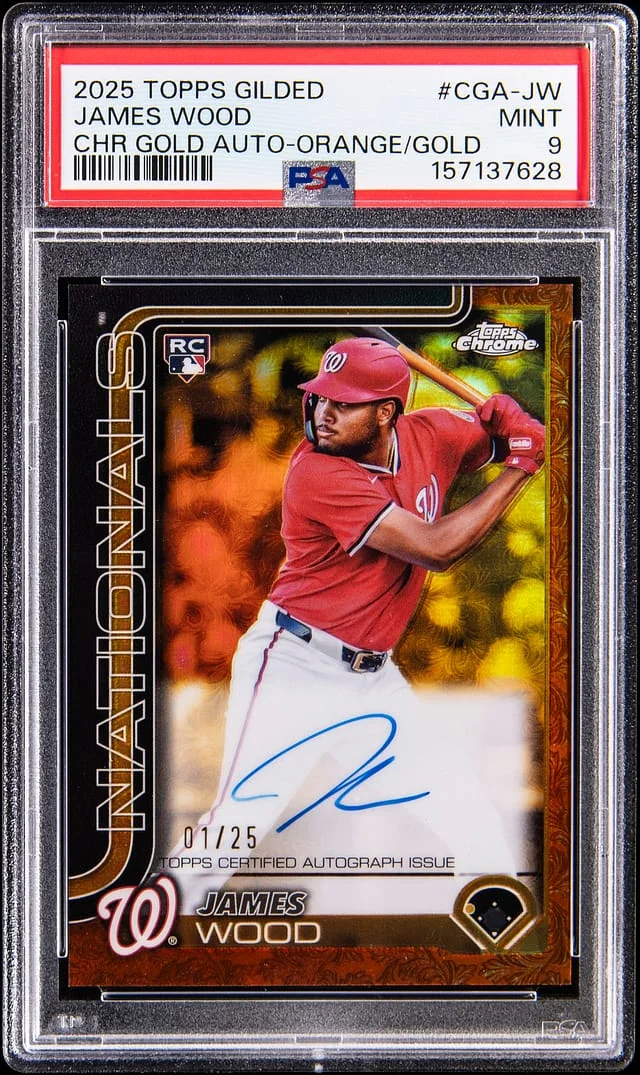 2025 Topps James Wood Gilded Collection Chrome Gold Autograph Orange Gold #CGA-JW card image