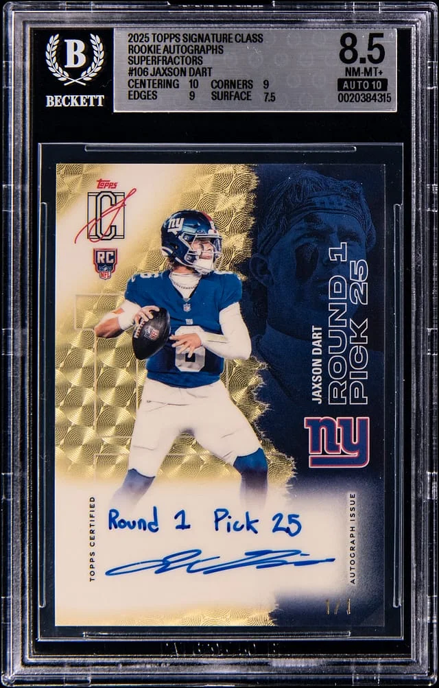 2025 Topps Jaxson Dart Signature Class Autographs SuperFractor #106 card image