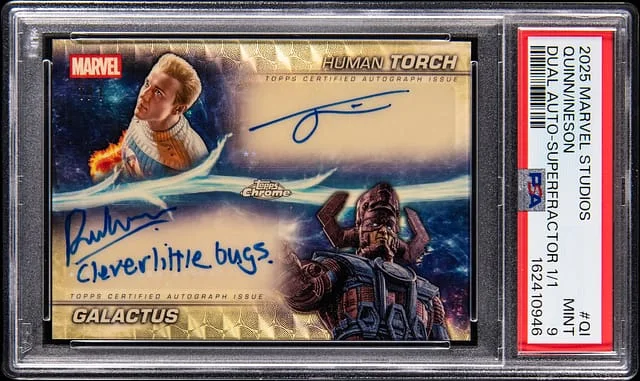 2025 Topps Joseph Quinn/Ralph Ineson Marvel Studios Chrome Dual Autographs SuperFractor #DA-QI card image