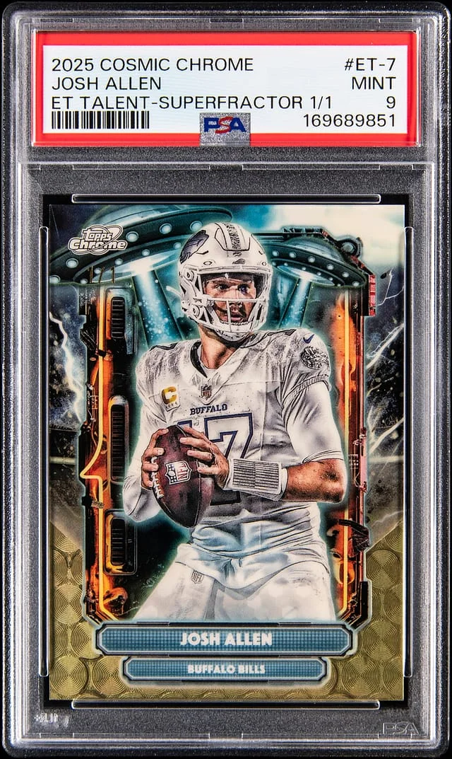 2025 Topps Josh Allen Cosmic Chrome Extraterrestrial Talent SuperFractor #ET-7 card image