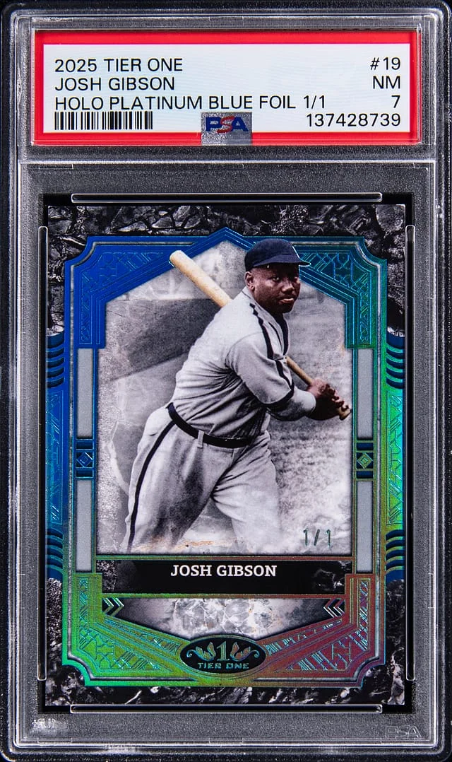 2025 Topps Josh Gibson Tier One Holo Platinum Blue Foil #19 card image