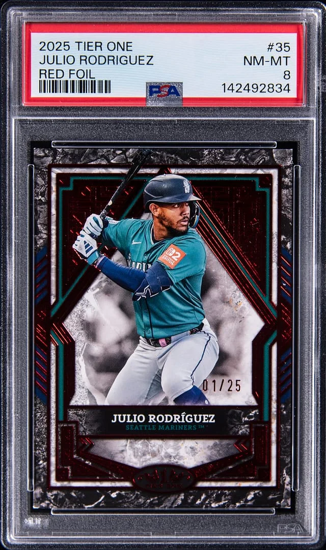 2025 Topps Julio Rodriguez Tier One Red Foil #35 card image
