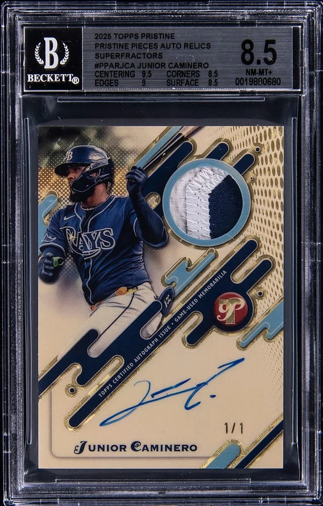 2025 Topps Junior Caminero Pristine Pieces Autograph Relics SuperFractor #PPAR-JCA card image