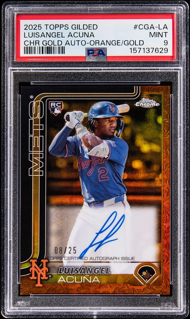 2025 Topps Luisangel Acuna Gilded Collection Chrome Gold Autograph Orange Gold #CGA-LA card image