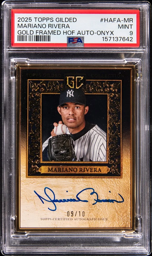 2025 Topps Mariano Rivera Gilded Collection Gold Framed Hall Of Fame Autographs Onyx #HAFA-MR card image