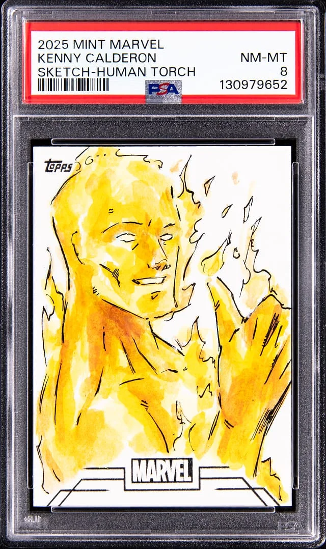 2025 Topps Marvel Mint Sketch Human Torch Kenny Calderon #no-number card image