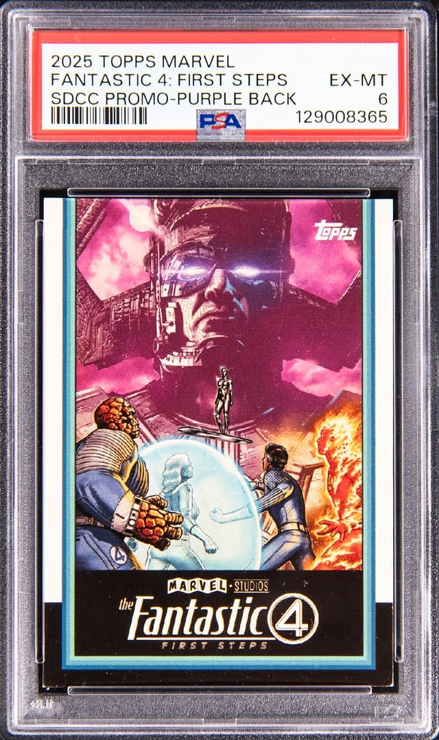 2025 Topps Marvel SDCC Promo Purple Back Fantastic 4: First Steps #no-number card image