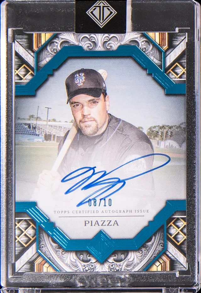 2025 Topps Mike Piazza Transcendent Gold Frame Autograph Blue #TAC-MP card image