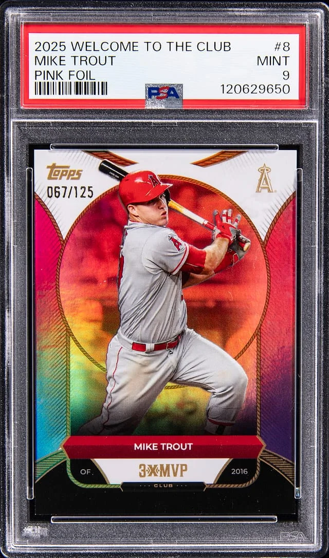 2025 Topps Mike Trout Welcome to the Club Pink Foil #8 card image