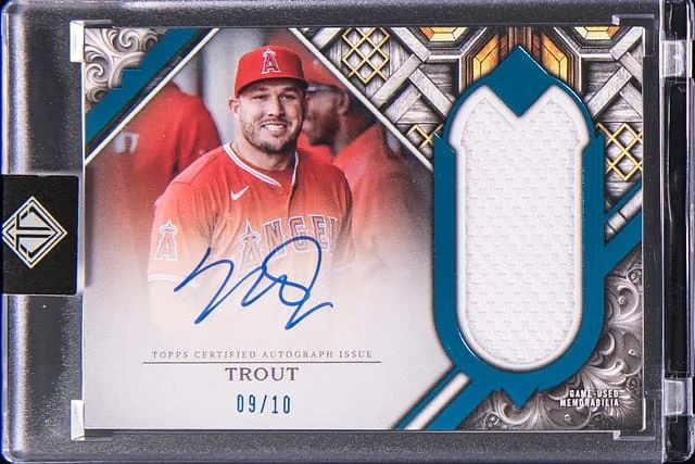 2025 Topps Mike Trout Transcendent Collection Autograph Relic Blue #TCAR-MT card image