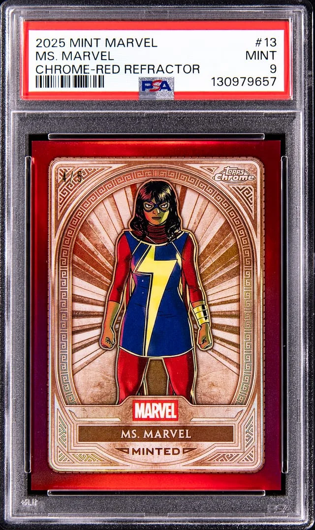 2025 Topps Ms. Marvel Mint Marvel Chrome Red Refractor #13 card image
