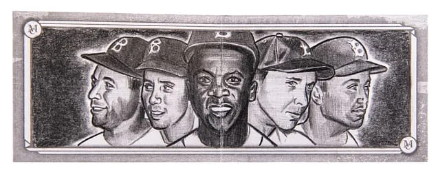 2025 Topps Museum Artist Original Canvas Collection Roy Campanella, Pee Wee Reese, Jackie Robinson, Gil Hodges, Duke Snider "The Boys Of Summer" Booklet - Hand-Drawn, #no-number card image