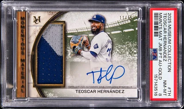 2025 Topps Museum Collection Teoscar Hernandez Momentous Materials Jumbo Patch Autograph Gold #MMJPA-TH card image