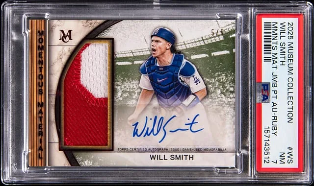 2025 Topps Museum Collection Will Smith Momentous Material Jumbo Patch Autograph Ruby #MMJPA-WS card image