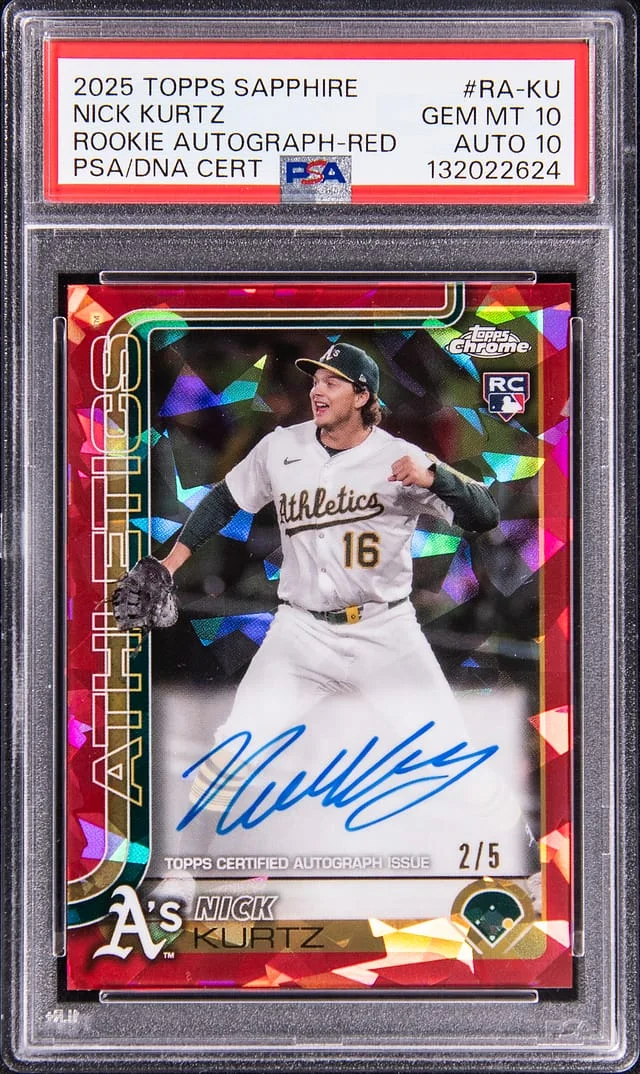 2025 Topps Nick Kurtz Sapphire Autograph-Red #RA-KU card image