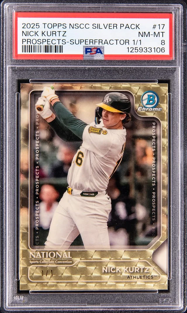 2025 Topps Nick Kurtz NSCC Silver Pack Prospects SuperFractor #TP-17 card image