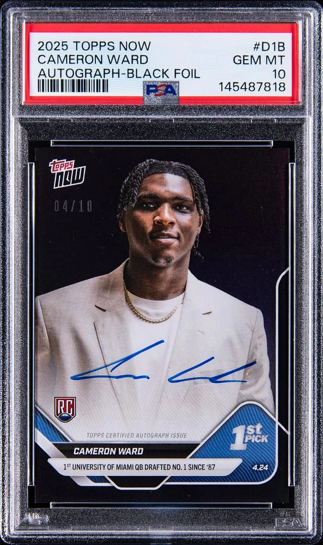 2025 Topps Now Cameron Ward Autograph Black Foil #D-18 card image
